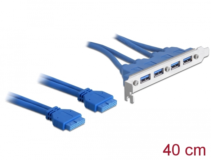 Delock Slotblech USB 3.0 Pin Header 19 Pin 2 x intern > 4 x USB 3.0-A Buchse extern #1 