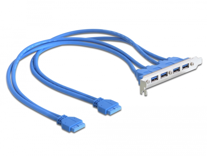 Delock Slotblech USB 3.0 Pin Header 19 Pin 2 x intern > 4 x USB 3.0-A Buchse extern #2 