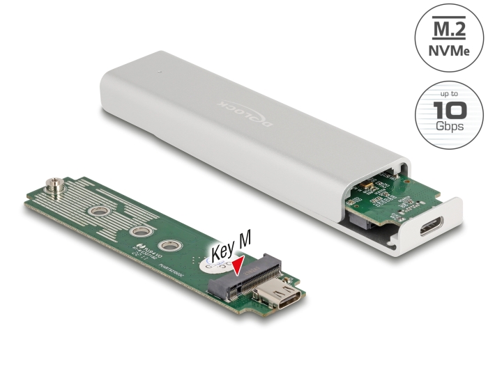 Delock Externes Gehäuse für M.2 NVMe PCIe SSD mit SuperSpeed USB 10 Gbps (USB 3.2 Gen 2) USB Type-C™ Buchse #1 